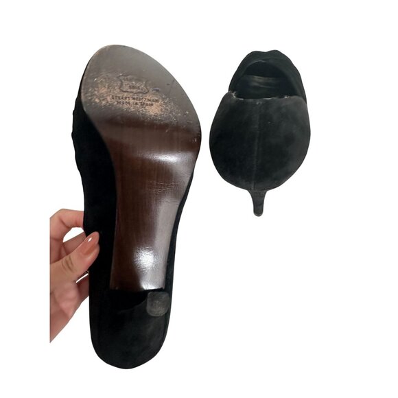 STUART WEITZMAN Black Suede Peeptoe Heels Size 9.5 - Picture 7 of 10